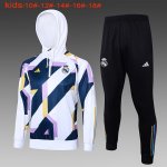 Bambino Felpa Cappuccio Real Madrid 2024/2025 Bianco Blu Bambino Felpa Cappuccio Real Madrid 2024/2025 Bianco Blu