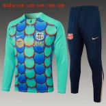 Bambino Felpa Allenamento Barcellona 2024/2025 Verde Blu 3