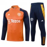 Felpa Allenamento Manchester United 2024/2025 Arancione Blu 3