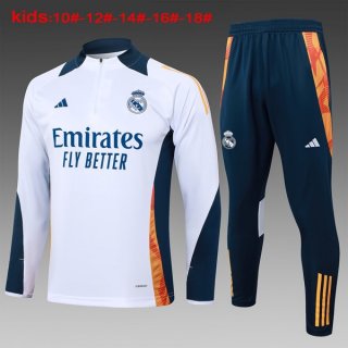 Bambino Felpa Allenamento Real Madrid 2024/2025 Bianco Blu 3