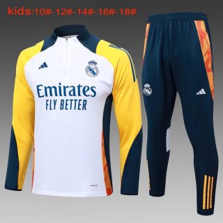 Bambino Felpa Allenamento Real Madrid 2024/2025 Bianco Giallo 4