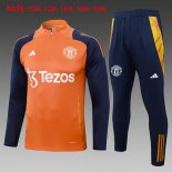 Bambino Felpa Allenamento Manchester United 2024/2025 Arancione Blu 3