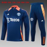 Bambino Felpa Allenamento Manchester United 2024/2025 Blu Arancione 3